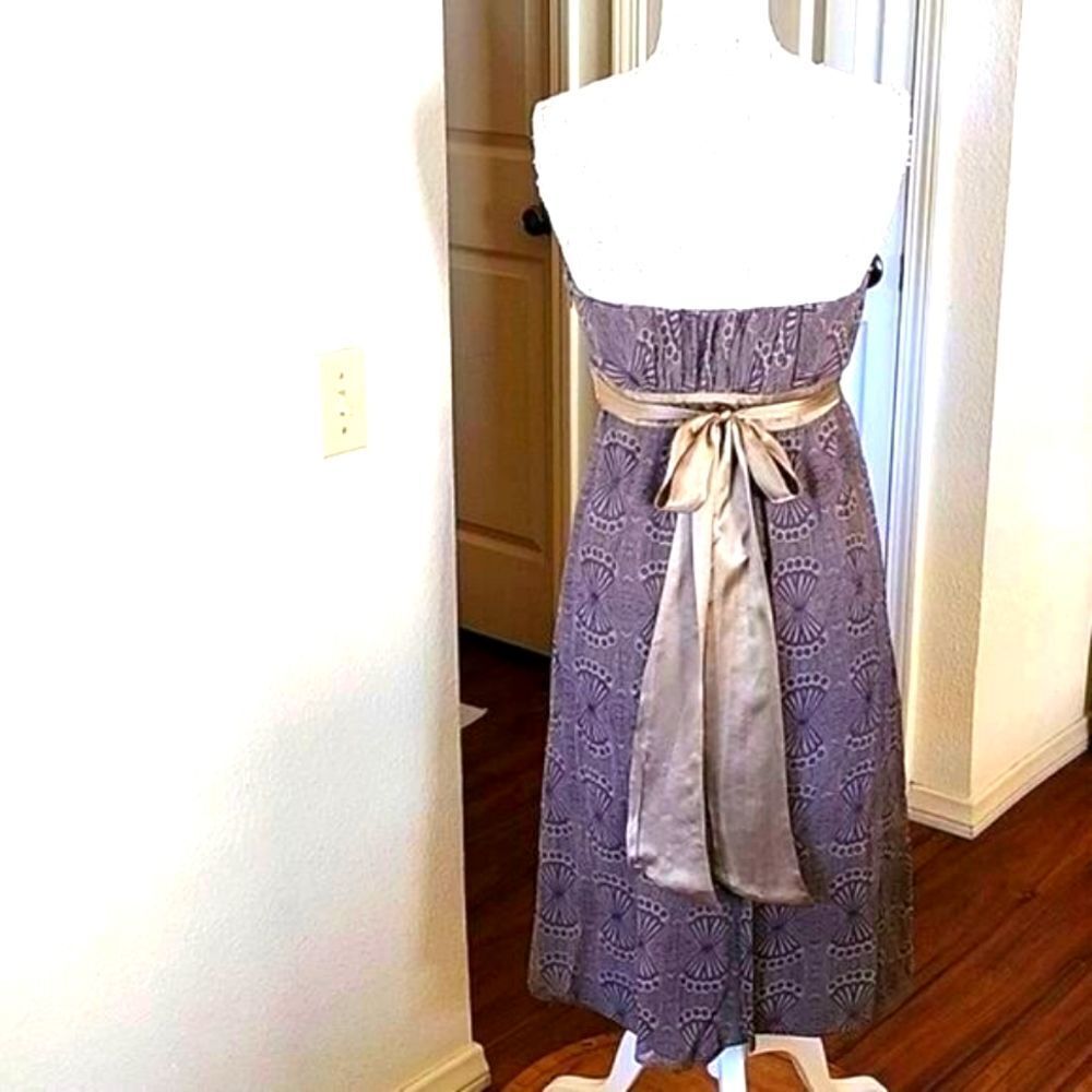 Ted Baker 100% Silk Strapless Dress Ruched Empire Waist Size 3 Boho Chic Retro - Picture 2 of 9